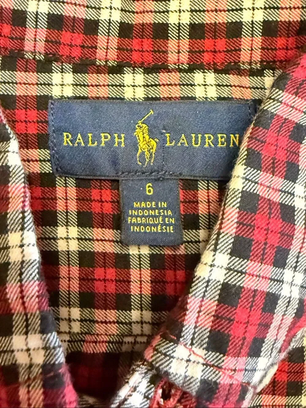 Ralph Lauren Plaid Button Down Shirt Sz. 6 Preppy Iconic Pony